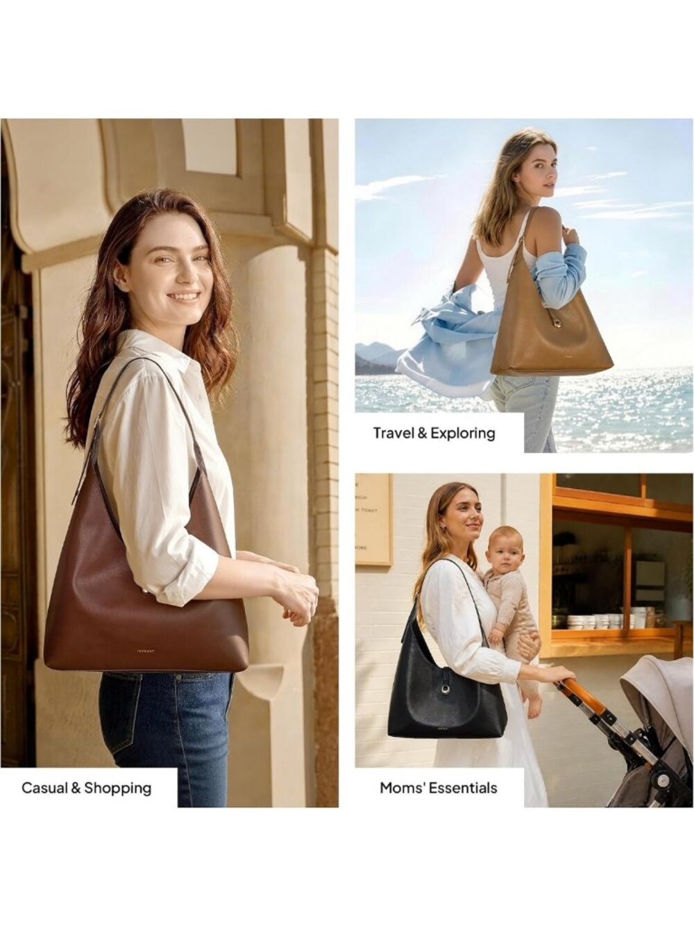 Chic Slouchy Hobo Bag for Women, Large PU Leather Shoulder Tote with Wallet - Picture 8 of 8